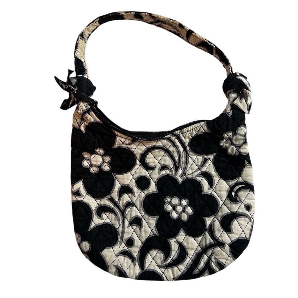 Vera Bradley Night & Day Floral Shoulder Bag Black White‎ Casual Purse